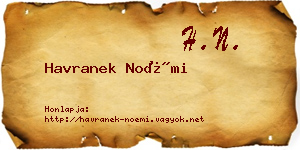 Havranek Noémi névjegykártya